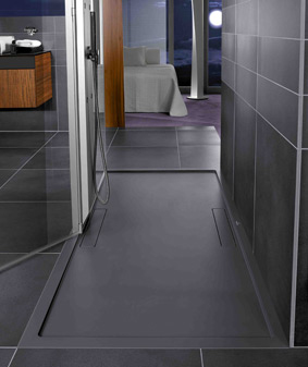 receveur de douche en solid surface anthracite Squaro de Villeroy & Boch