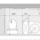 Plan d'une salle de bains couloir avec WC