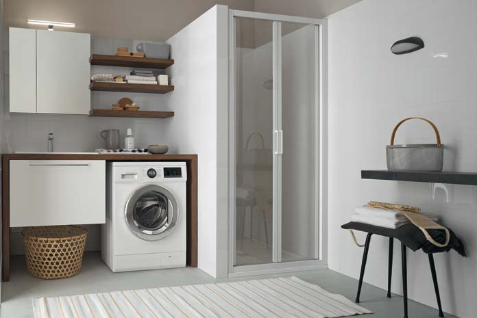 Ambiance salle de bains avec meuble machine à laver Arblu