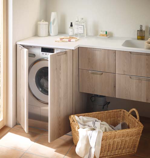 Meuble de Salle de Bain Portes PACK'O avec intégration LAVE-LINGE