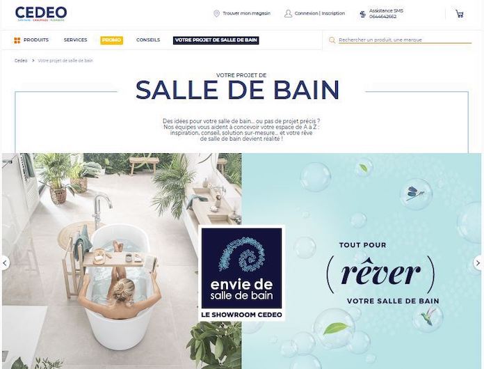 capture d'écran de la page d'accueil du site de cedeo envie de salle de bain