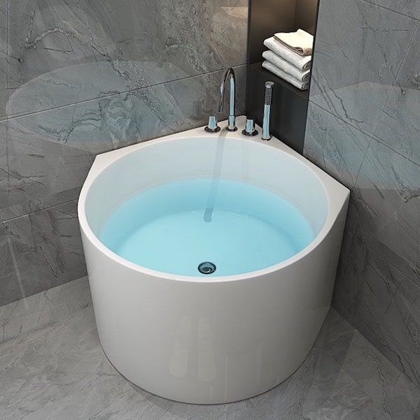 Baignoire ronde d'angle semi-îlot Masalledebain.com