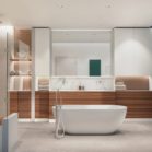 salle de bains avec baignoire ilot