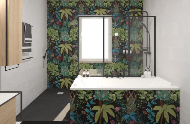 Carrelage effet floral, jungle, tropical pour salle de bain à Marseille La Valentine - Direct Matériaux