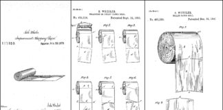 dessins anciens de rouleaux de papier toilette issus des brevets