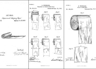 dessins anciens de rouleaux de papier toilette issus des brevets