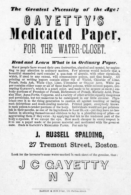 pub papier toilette américaine de la fin du XIXe