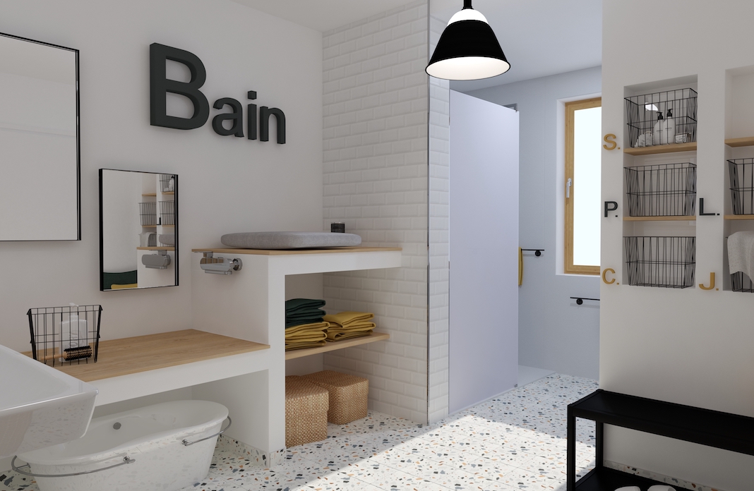 Simple et pratique, une salle de bains pour les enfants