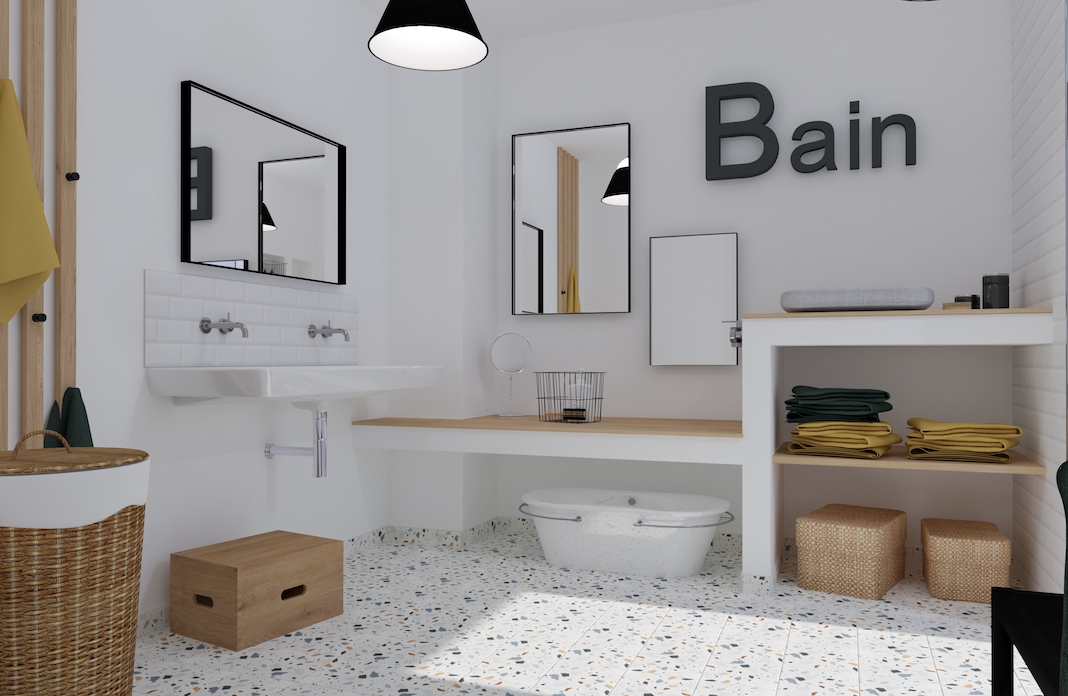 Simple et pratique, une salle de bains pour les enfants