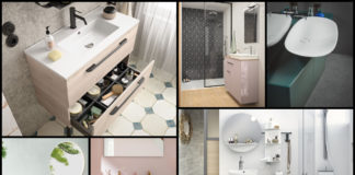 mosaique de photos de petits meubles de salle de bain