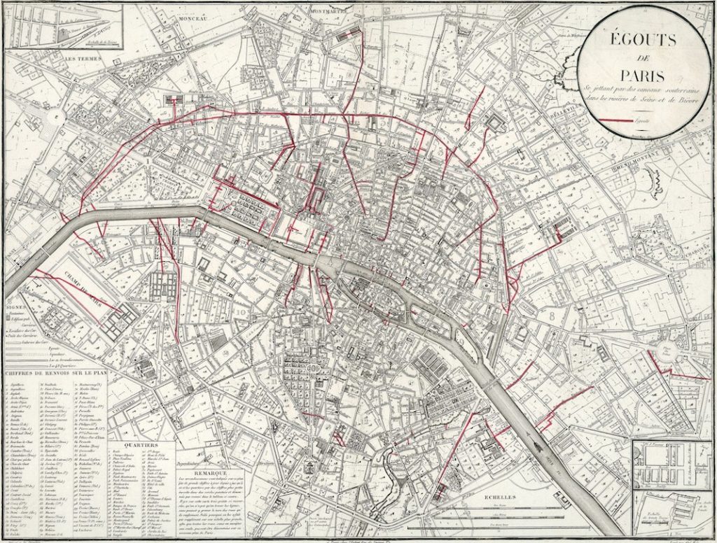 plan des égouts de Paris en 1821