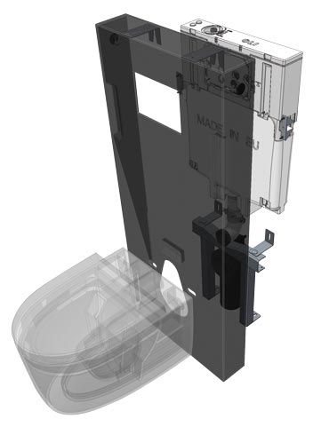 éclaté d'un panneau sanitaire de WC Regiplast