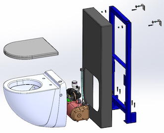 éclaté du panneau sanitaire avec WC broyeur Watermatic