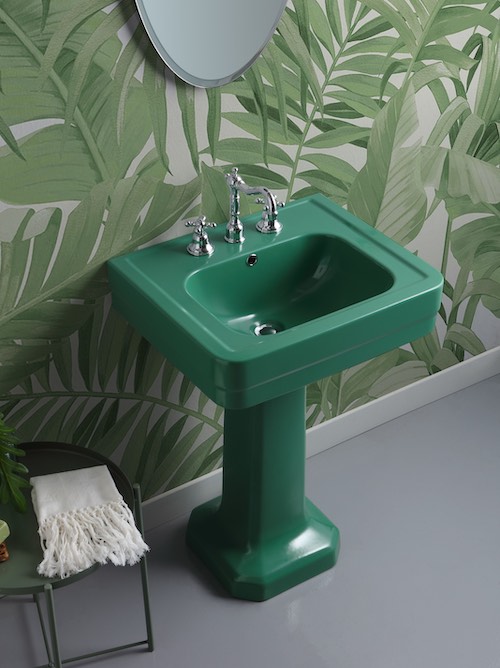 lavabo colonne rétro vert 