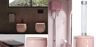 mosaïque de cuvettes WC roses