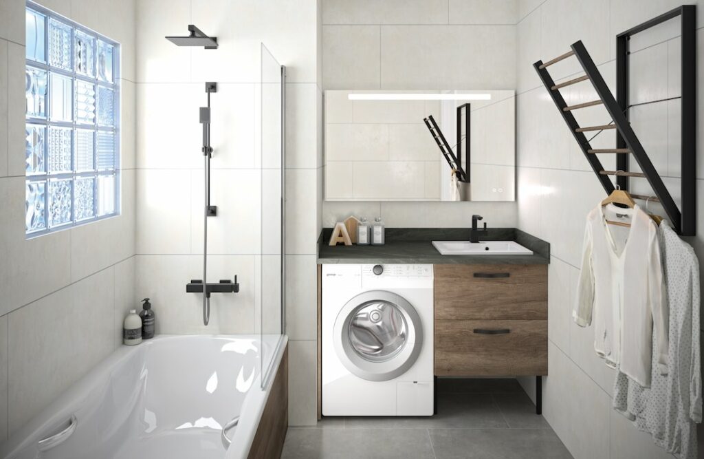 Intégrer un lavelinge dans la salle de bains Styles de Bain