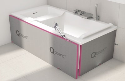 collage d'un tablier de baignoire Qboard