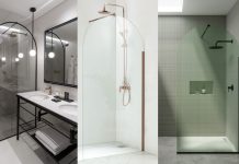 Trois parois de douche fixes en arche
