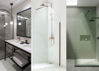 Trois parois de douche fixes en arche