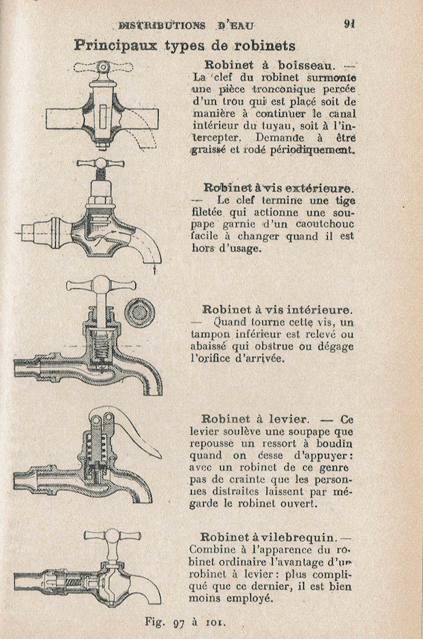 Extrait du Manuel du Plombier de 1931