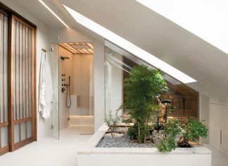Salle de-bain Japandi avec sauna