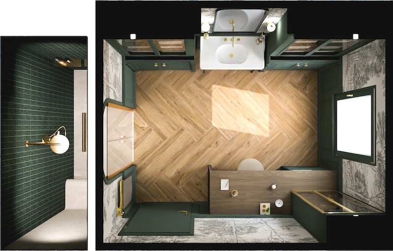 Salle de bains atelier de cosmétiques, plan du projet premier prix, 3D Cup 2025