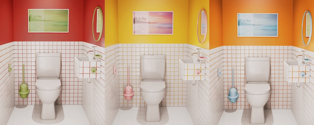 Exemples de toilettes déco pas chères grâce à la couleur