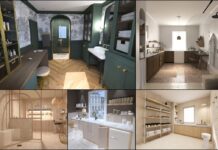 Cinq salle de bains intégrant un atelier de fabrication de cosmétiques
