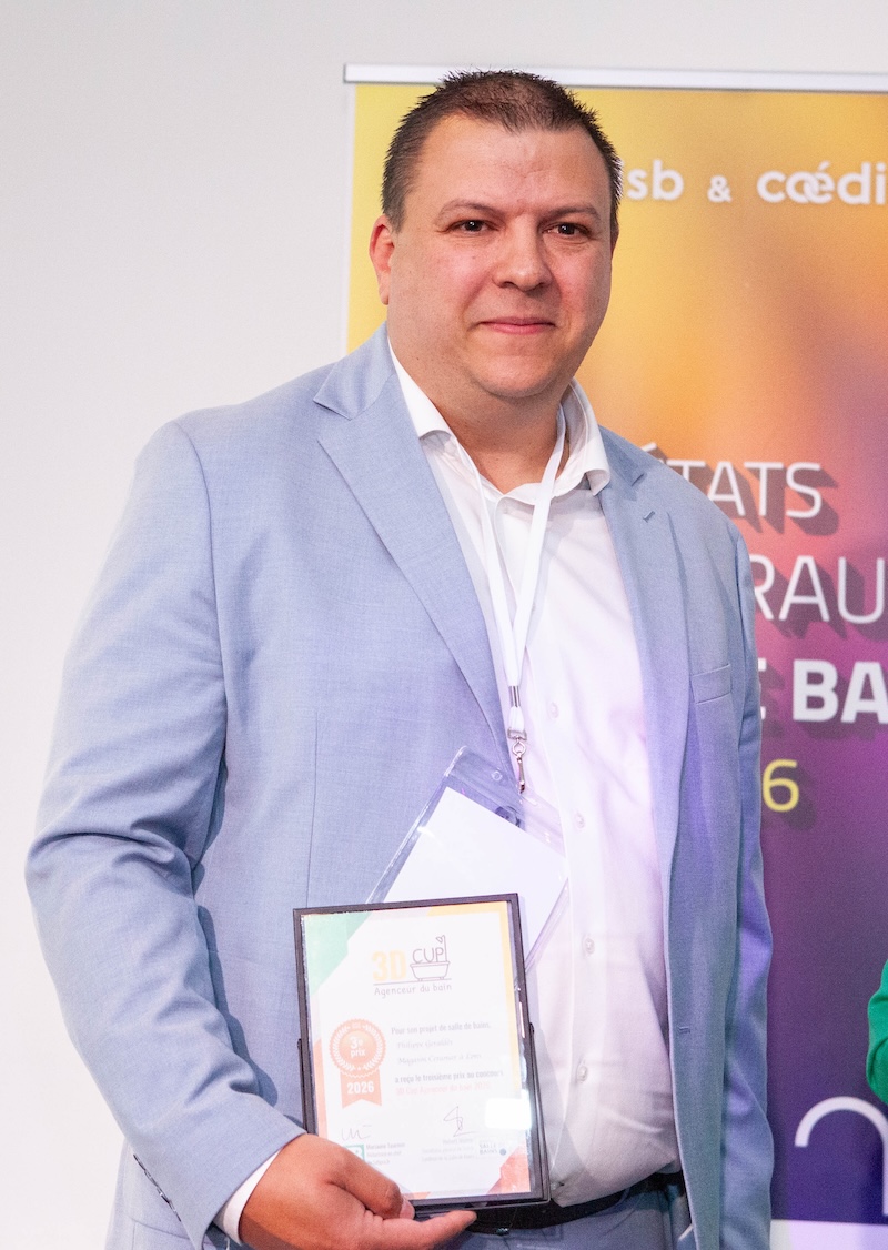 Portrait de Philippe Geraldès, société ceramar, 3e prix de la 3D Cup Agenceur du Bain 2026.